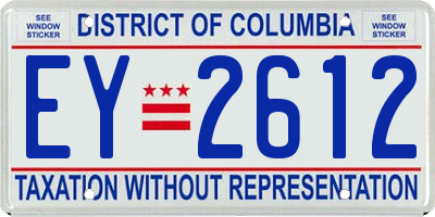 DC license plate EY2612