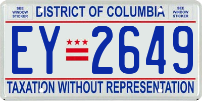 DC license plate EY2649