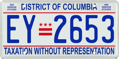 DC license plate EY2653