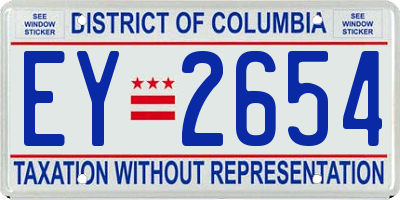 DC license plate EY2654