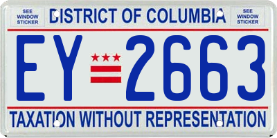 DC license plate EY2663