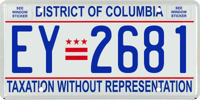 DC license plate EY2681