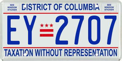 DC license plate EY2707