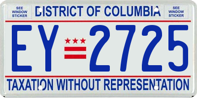 DC license plate EY2725