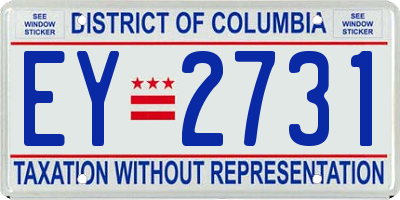 DC license plate EY2731
