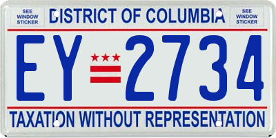 DC license plate EY2734