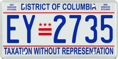 DC license plate EY2735