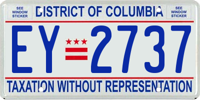 DC license plate EY2737