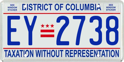 DC license plate EY2738