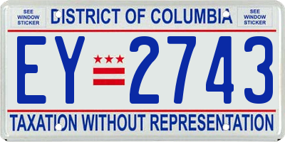 DC license plate EY2743