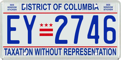 DC license plate EY2746
