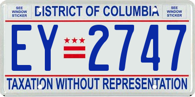 DC license plate EY2747