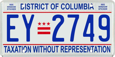 DC license plate EY2749
