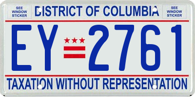 DC license plate EY2761