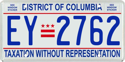 DC license plate EY2762