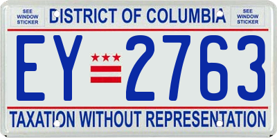 DC license plate EY2763