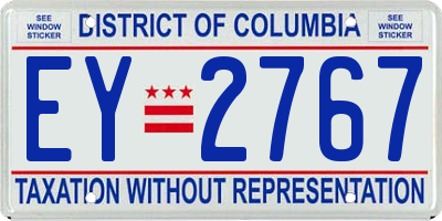 DC license plate EY2767