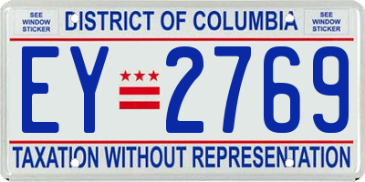 DC license plate EY2769