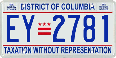 DC license plate EY2781