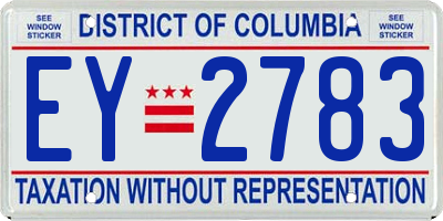 DC license plate EY2783