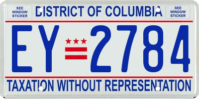 DC license plate EY2784