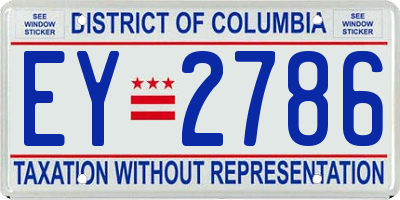 DC license plate EY2786