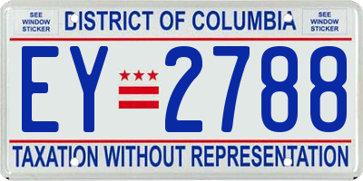 DC license plate EY2788
