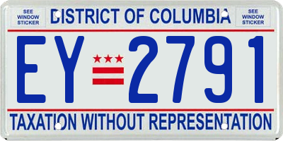 DC license plate EY2791