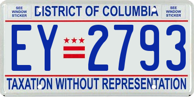 DC license plate EY2793