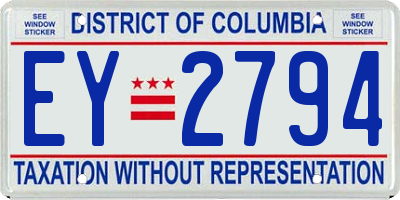 DC license plate EY2794