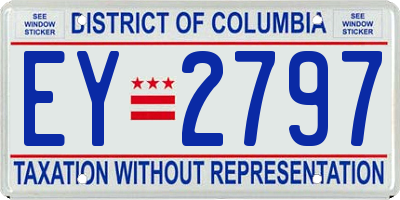 DC license plate EY2797