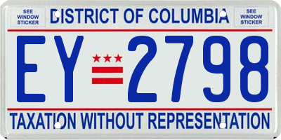 DC license plate EY2798