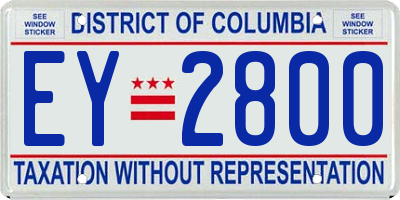 DC license plate EY2800