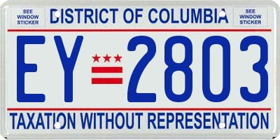 DC license plate EY2803