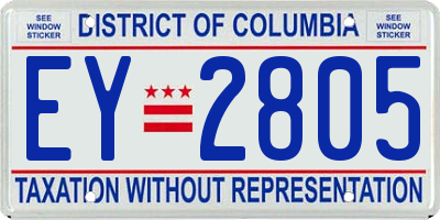 DC license plate EY2805