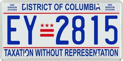 DC license plate EY2815