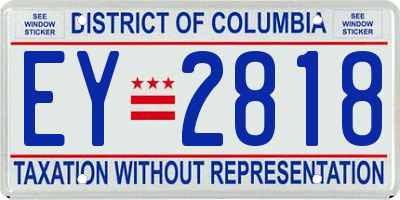 DC license plate EY2818