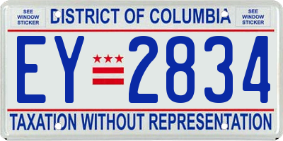 DC license plate EY2834