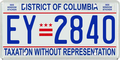 DC license plate EY2840