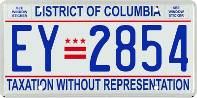DC license plate EY2854