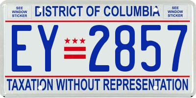 DC license plate EY2857