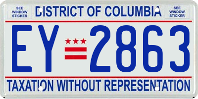DC license plate EY2863