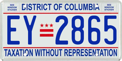 DC license plate EY2865