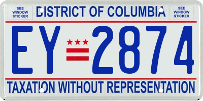 DC license plate EY2874