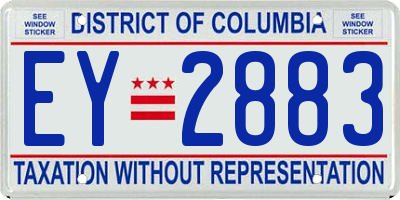 DC license plate EY2883