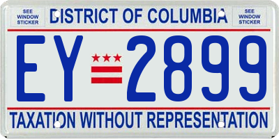 DC license plate EY2899