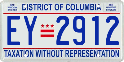 DC license plate EY2912