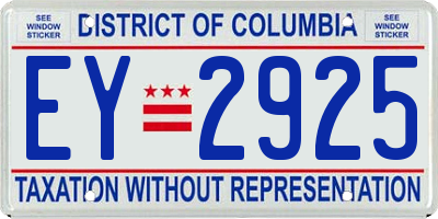 DC license plate EY2925