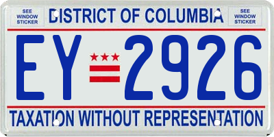 DC license plate EY2926