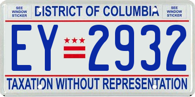 DC license plate EY2932